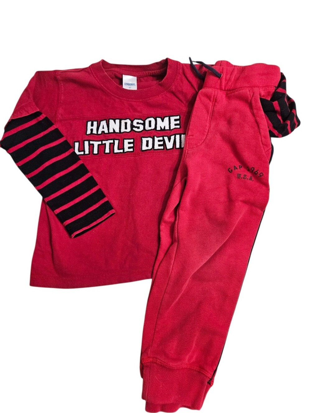 Gap Boys Outfit – Size 4T – Gymboree  Shirt & GAP 1969 Red Jogger Sweatpants